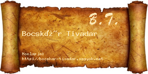 Bocskár Tivadar névjegykártya